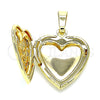 Dije Relicario 05.117.0021 Oro Laminado, Diseño de Corazón, Pulido, Tono Dorado