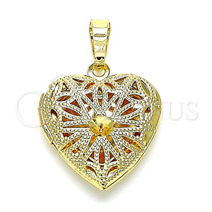 Dije Relicario 05.117.0022 Oro Laminado, Diseño de Corazón, Pulido, Tono Dorado