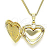 Collares con Dije 04.117.0030.20 Oro Laminado, Diseño de Corazón y Flor, Pulido, Tono Dorado (02 MM Thickness, 20 Inches Length)