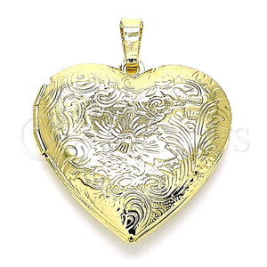 Dije Relicario 05.117.0024 Oro Laminado, Diseño de Corazón, Pulido, Tono Dorado