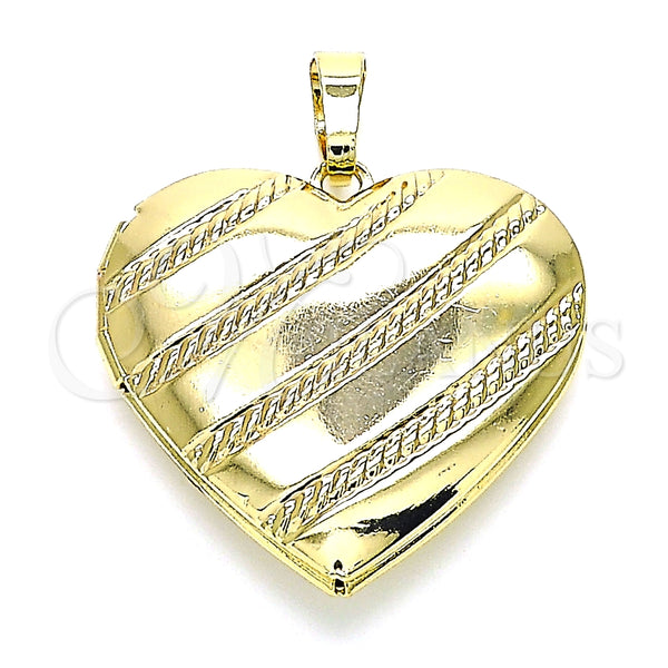 Dije Relicario 05.117.0026 Oro Laminado, Diseño de Corazón, Pulido, Tono Dorado