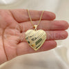 Collares con Dije 04.117.0033.20 Oro Laminado, Diseño de Corazón, Pulido, Tono Dorado (02 MM Thickness, 20 Inches Length)