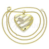 Collares con Dije 04.117.0033.20 Oro Laminado, Diseño de Corazón, Pulido, Tono Dorado (02 MM Thickness, 20 Inches Length)