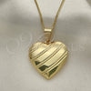 Collares con Dije 04.117.0033.20 Oro Laminado, Diseño de Corazón, Pulido, Tono Dorado (02 MM Thickness, 20 Inches Length)