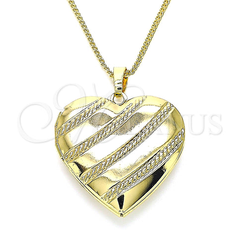 Collares con Dije 04.117.0033.20 Oro Laminado, Diseño de Corazón, Pulido, Tono Dorado (02 MM Thickness, 20 Inches Length)