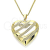 Collares con Dije 04.117.0033.20 Oro Laminado, Diseño de Corazón, Pulido, Tono Dorado (02 MM Thickness, 20 Inches Length)