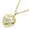 Dije Relicario 05.117.0027 Oro Laminado, Diseño de Corazón y Flor, Pulido, Tono Dorado