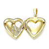 Dije Relicario 05.117.0028 Oro Laminado, Diseño de Corazón y Virgen Maria, Pulido, Tono Dorado