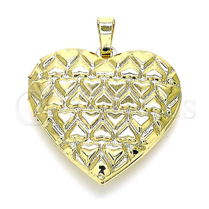 Dije Relicario 05.117.0030 Oro Laminado, Diseño de Corazón, Pulido, Tono Dorado