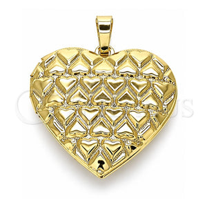 Dije Relicario 05.117.0030 Oro Laminado, Diseño de Corazón, Pulido, Tono Dorado