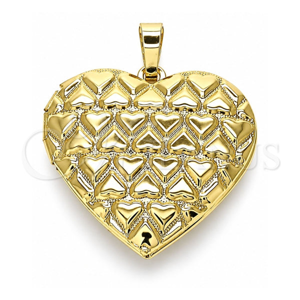 Dije Relicario 05.117.0030 Oro Laminado, Diseño de Corazón, Pulido, Tono Dorado