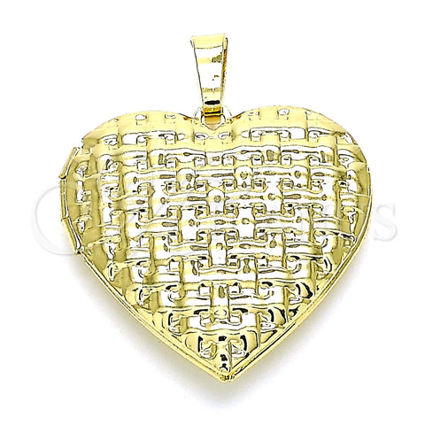 Dije Relicario 05.117.0031 Oro Laminado, Diseño de Corazón, Pulido, Tono Dorado