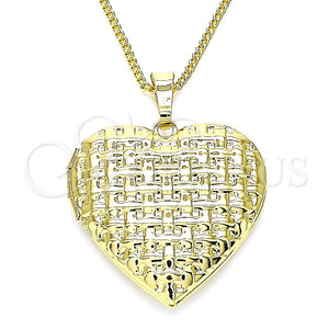 Collares con Dije 04.117.0038.18 Oro Laminado, Diseño de Corazón, Pulido, Tono Dorado (02 MM Thickness, 18 Inches Length)