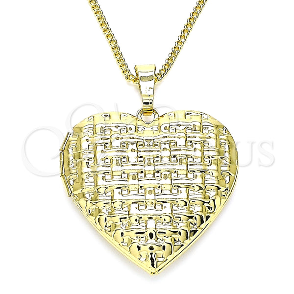 Collares con Dije 04.117.0038.18 Oro Laminado, Diseño de Corazón, Pulido, Tono Dorado (02 MM Thickness, 18 Inches Length)
