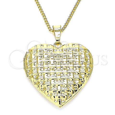 Collares con Dije 04.117.0038.18 Oro Laminado, Diseño de Corazón, Pulido, Tono Dorado (02 MM Thickness, 18 Inches Length)