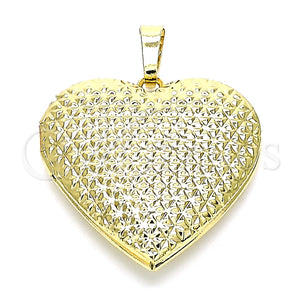 Dije Relicario 05.117.0032 Oro Laminado, Diseño de Corazón, Pulido, Tono Dorado