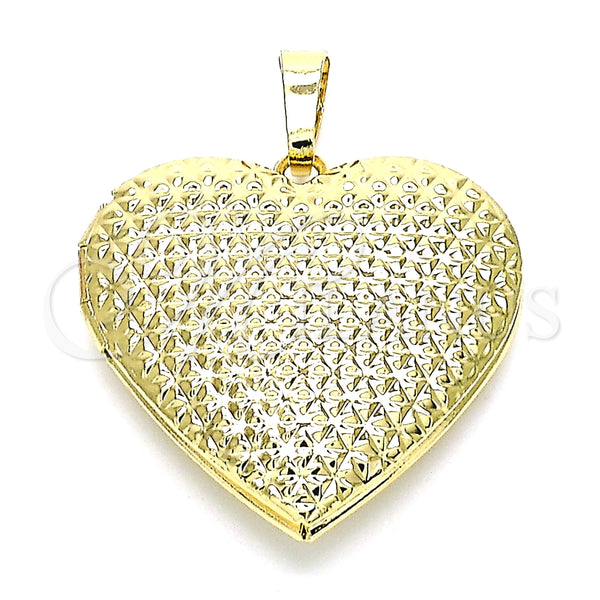 Dije Relicario 05.117.0032 Oro Laminado, Diseño de Corazón, Pulido, Tono Dorado
