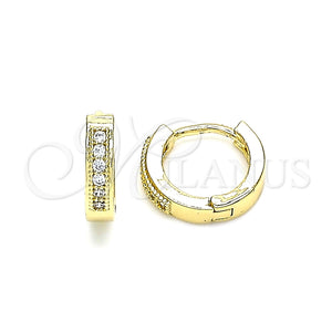 Argolla Huggie 02.210.0598.10 Oro Laminado, con Blanca Micro Pave, Pulido, Tono Dorado