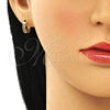 Argolla Huggie 02.210.0598.1.10 Oro Laminado, con Granate Micro Pave, Pulido, Tono Dorado