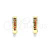 Argolla Huggie 02.210.0598.1.10 Oro Laminado, con Granate Micro Pave, Pulido, Tono Dorado