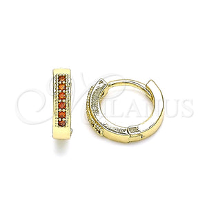 Argolla Huggie 02.210.0598.1.10 Oro Laminado, con Granate Micro Pave, Pulido, Tono Dorado