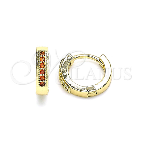 Argolla Huggie 02.210.0598.1.10 Oro Laminado, con Granate Micro Pave, Pulido, Tono Dorado