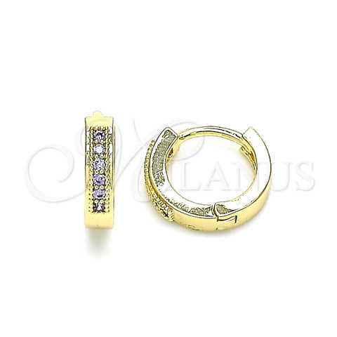 Argolla Huggie 02.210.0598.2.10 Oro Laminado, con Amatista Micro Pave, Pulido, Tono Dorado