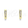 Argolla Huggie 02.210.0598.3.10 Oro Laminado, con Rosado Micro Pave, Pulido, Tono Dorado