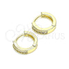 Argolla Huggie 02.210.0598.3.10 Oro Laminado, con Rosado Micro Pave, Pulido, Tono Dorado