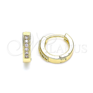 Argolla Huggie 02.210.0598.3.10 Oro Laminado, con Rosado Micro Pave, Pulido, Tono Dorado