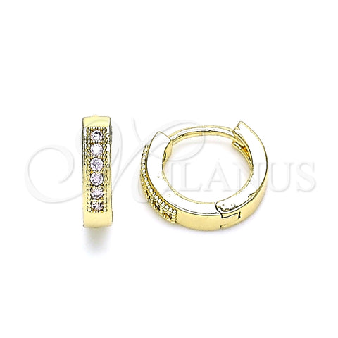 Argolla Huggie 02.210.0598.3.10 Oro Laminado, con Rosado Micro Pave, Pulido, Tono Dorado