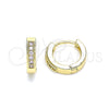Argolla Huggie 02.210.0598.3.10 Oro Laminado, con Rosado Micro Pave, Pulido, Tono Dorado
