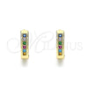 Argolla Huggie 02.210.0598.4.10 Oro Laminado, con Multicolor Micro Pave, Pulido, Tono Dorado