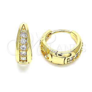Argolla Huggie 02.210.0599.15 Oro Laminado, con Blanca Zirconia Cubica, Pulido, Tono Dorado