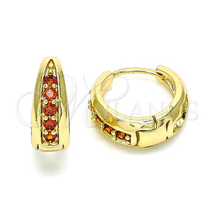 Argolla Huggie 02.210.0599.1.15 Oro Laminado, con Granate Zirconia Cubica, Pulido, Tono Dorado
