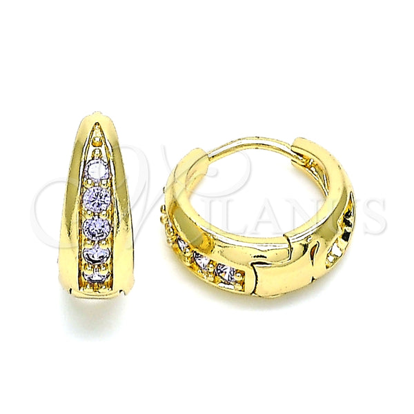 Argolla Huggie 02.210.0599.2.15 Oro Laminado, con Amatista Zirconia Cubica, Pulido, Tono Dorado