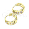 Argolla Huggie 02.210.0599.3.15 Oro Laminado, con Rosado Zirconia Cubica, Pulido, Tono Dorado