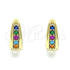 Argolla Huggie 02.210.0599.4.15 Oro Laminado, con Multicolor Zirconia Cubica, Pulido, Tono Dorado