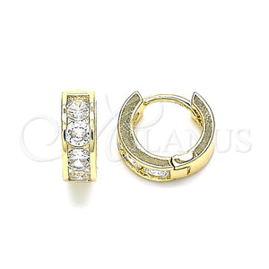 Argolla Huggie 02.210.0600.10 Oro Laminado, con Blanca Zirconia Cubica, Pulido, Tono Dorado