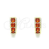 Argolla Huggie 02.210.0600.1.10 Oro Laminado, con Granate Zirconia Cubica, Pulido, Tono Dorado