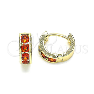 Argolla Huggie 02.210.0600.1.10 Oro Laminado, con Granate Zirconia Cubica, Pulido, Tono Dorado
