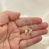 Argolla Huggie 02.210.0600.3.10 Oro Laminado, con Rosado Zirconia Cubica, Pulido, Tono Dorado