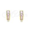 Argolla Huggie 02.210.0600.3.10 Oro Laminado, con Rosado Zirconia Cubica, Pulido, Tono Dorado