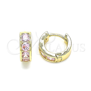 Argolla Huggie 02.210.0600.3.10 Oro Laminado, con Rosado Zirconia Cubica, Pulido, Tono Dorado