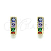 Argolla Huggie 02.210.0600.4.10 Oro Laminado, con Multicolor Zirconia Cubica, Pulido, Tono Dorado