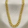 Gargantilla Basica 03.278.0003.24 Acero Inoxidable, Diseño de Miami Cubana, con Zirconia Cubica Blanca, Pulido, Tono Dorado (Grosor 08 MM, 24 Pulgadas de Largo)