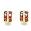 Argolla Huggie 02.210.0601.1.12 Oro Laminado, con Granate Zirconia Cubica, Pulido, Tono Dorado