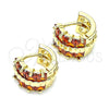 Argolla Huggie 02.210.0601.1.12 Oro Laminado, con Granate Zirconia Cubica, Pulido, Tono Dorado