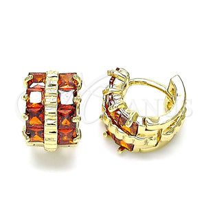 Argolla Huggie 02.210.0601.1.12 Oro Laminado, con Granate Zirconia Cubica, Pulido, Tono Dorado