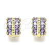 Argolla Huggie 02.210.0601.3.12 Oro Laminado, con Amatista Zirconia Cubica, Pulido, Tono Dorado